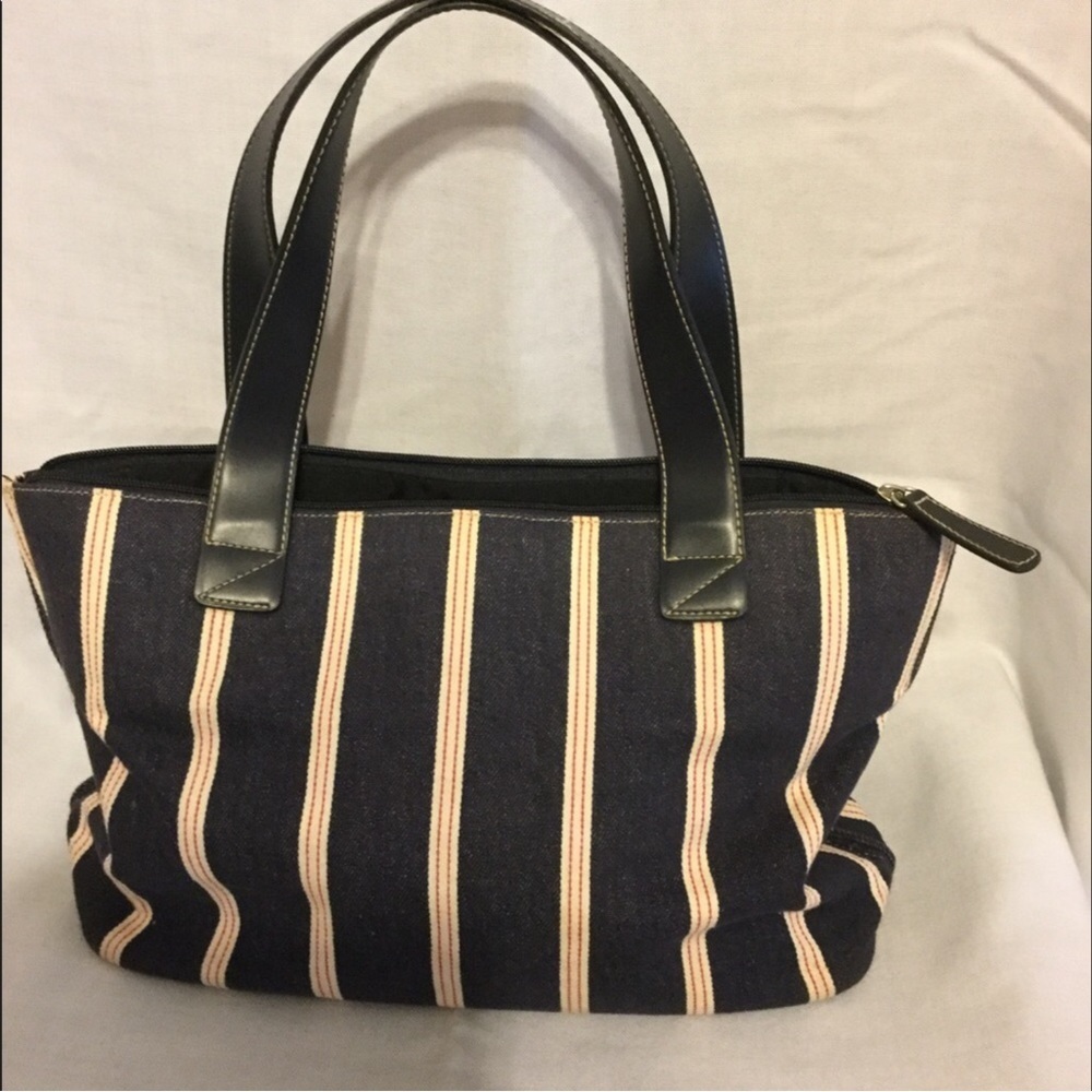 Andrew Jones New York Blue & Tan Denim Handbag - Picture 3 of 7
